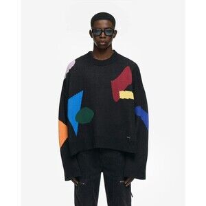 WRSTBHVR Juke Sweater Mens Size S/M Black Worst Behavior Jacquard Knit Pullover